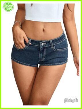 Verdusa Women's Y2K Low Rise Micro Denim Booty Shorts Rave Club Jorts with